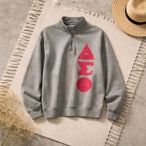 Delta Sigma Phi Fraternity Men's Large Gray Quarter-Zip Pullover Sweatshirt